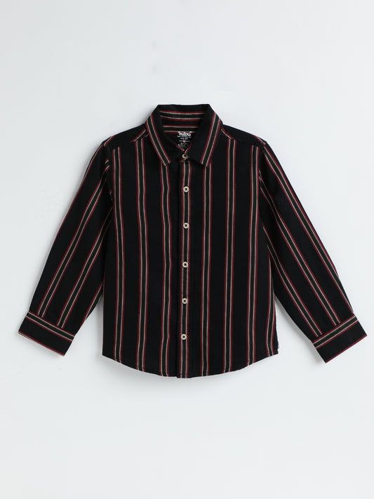 Milou Kids Cotton Full Sleeves Striped Bio-washed Shirt For Boys