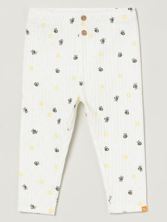 Milou Girls Printed Leggings White Floral Print