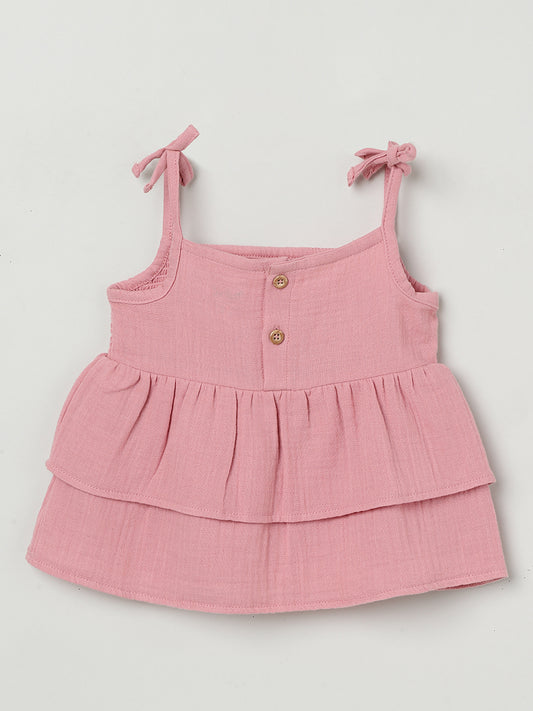 Milou Girls Flared Top & Shorts Co-ord Set Pink Set