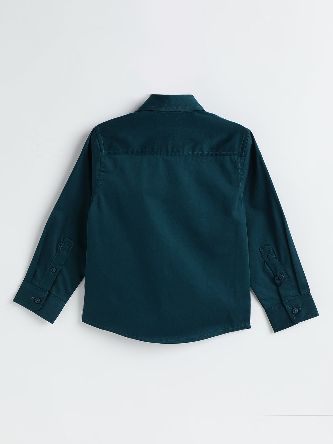Milou Boys Full Sleeve Solid Bio-Washed Shirt Teal Blue