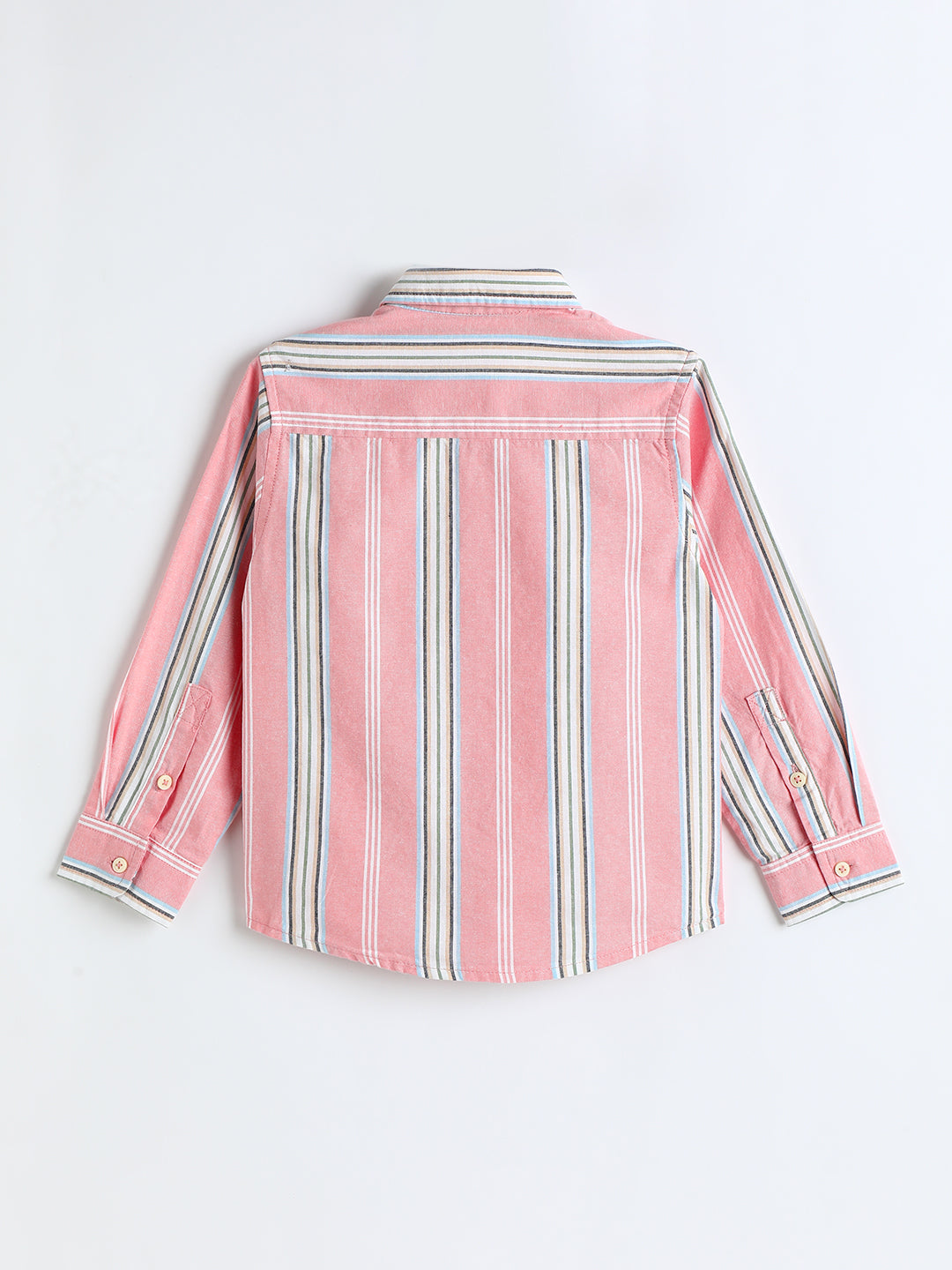 Milou Boys Full Sleeve Stripedd Bio-Washed Shirt Pink Striped