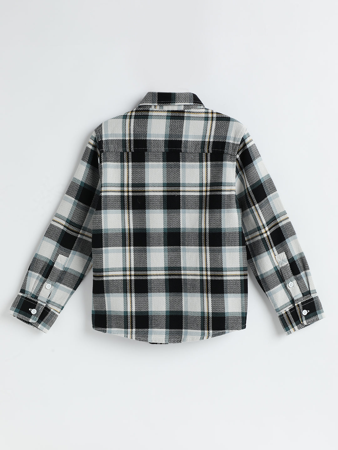 Milou Boys Full Sleeve Checked Bio-Washed Shirt Black & White Check