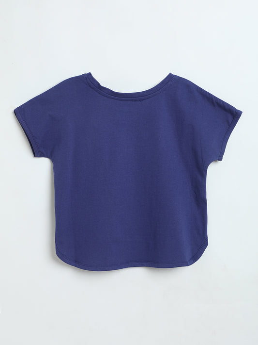 Milou Girls Moon Graphic T-Shirt Indigo Blue