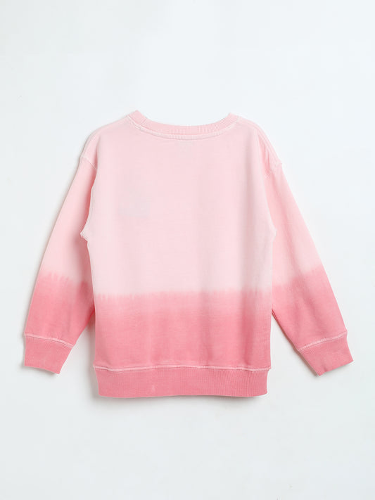 Milou Girls Loopknit Candy Pink Sweatshirt Ombre Pink