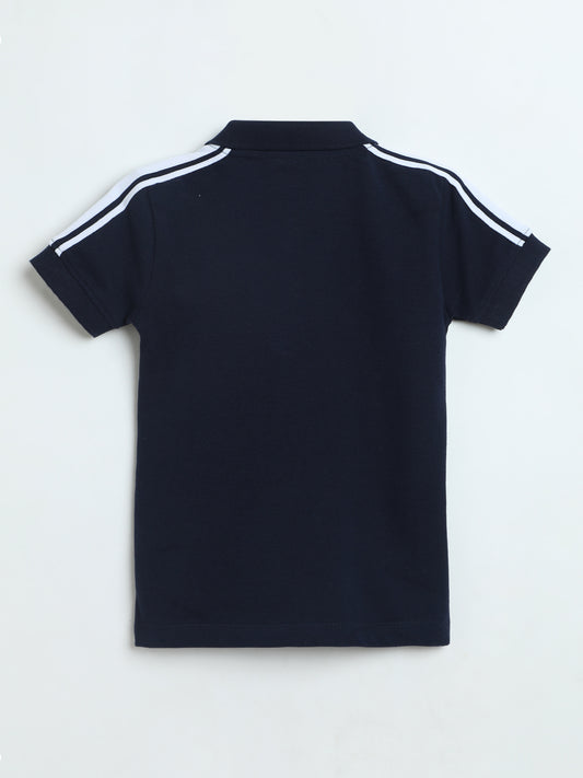Kids Navy Polo T-Shirt | Boys Cotton Piqué Polo | Milou Kids
