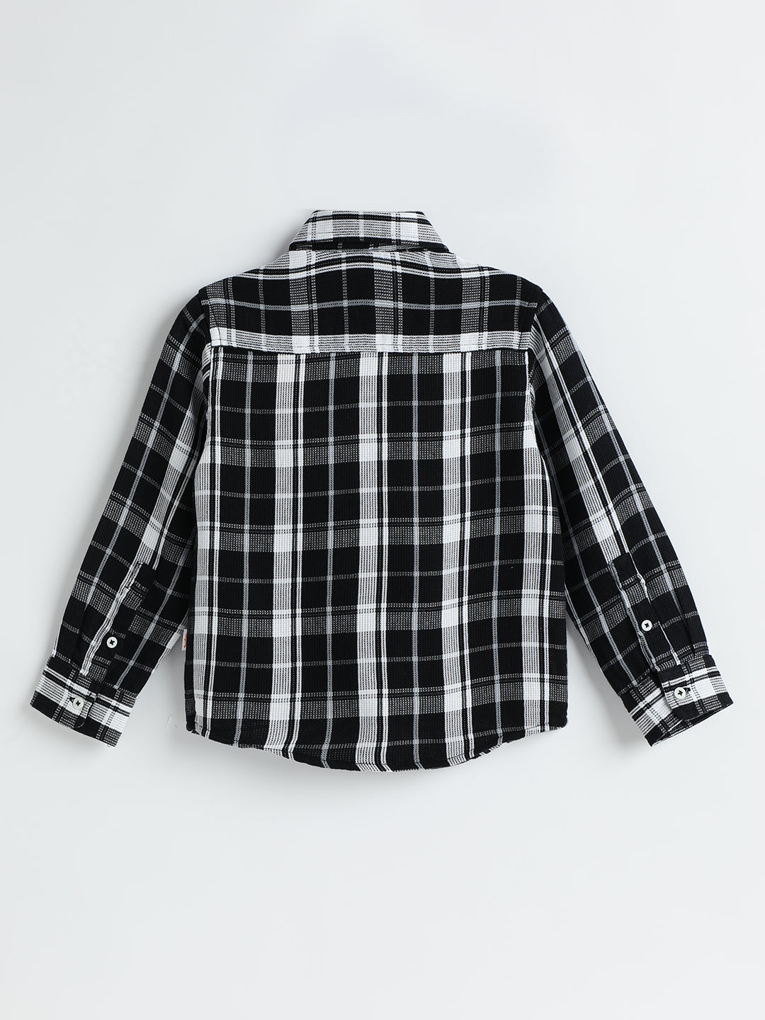 Milou Boys Full Sleeve Checked Bio-Washed Shirt Black Check