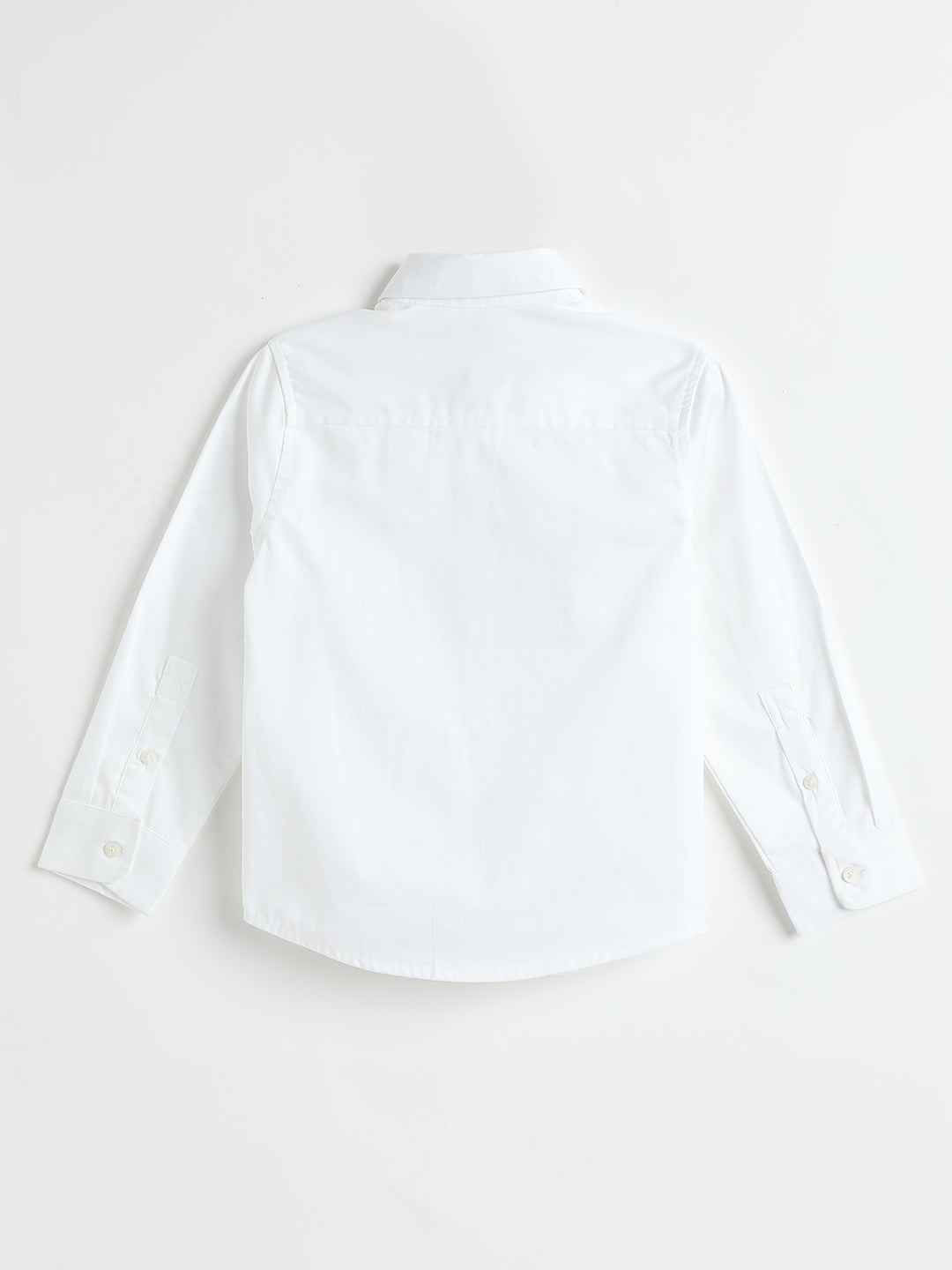 Milou Boys Full Sleeve Solid Bio-Washed Shirt White