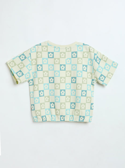 Milou Girls Printed T-Shirt Mint Check Print