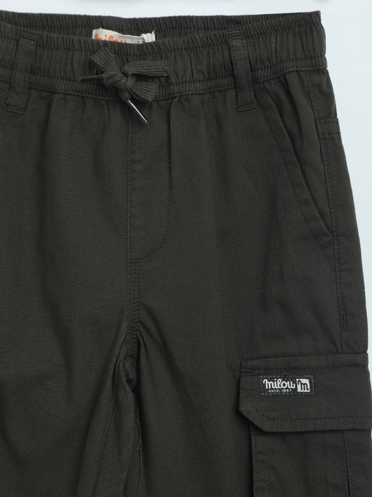 Milou Boys Olive Linen Cargo Pants