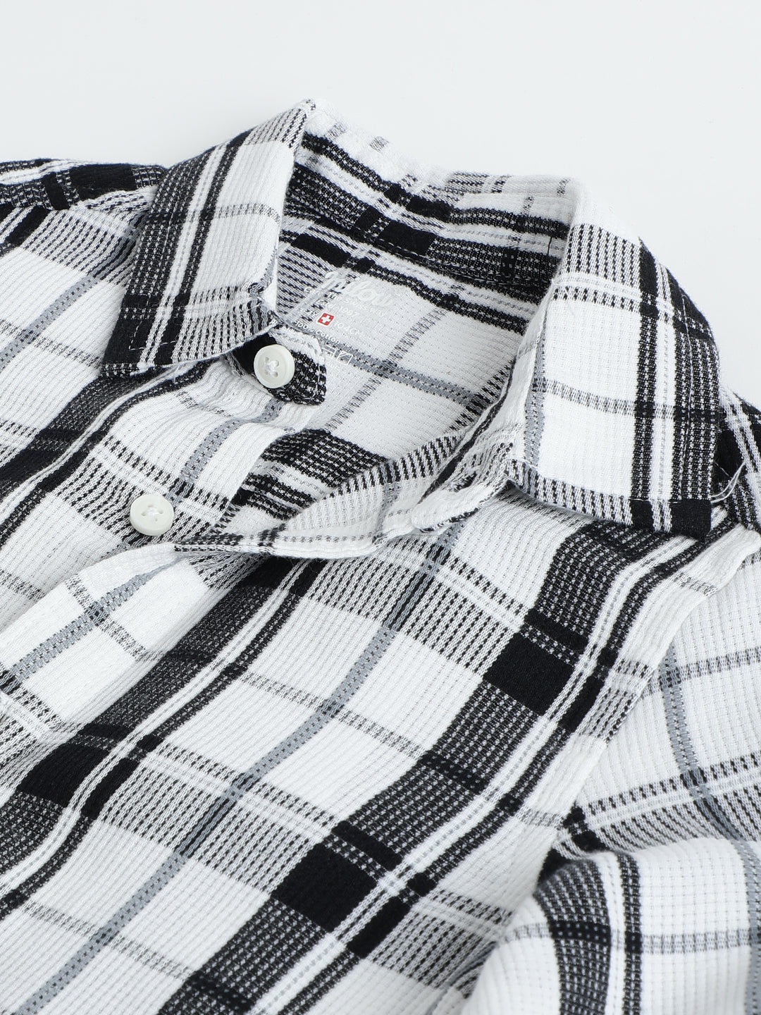Milou Boys Full Sleeve Checked Bio-Washed Shirt Black Check