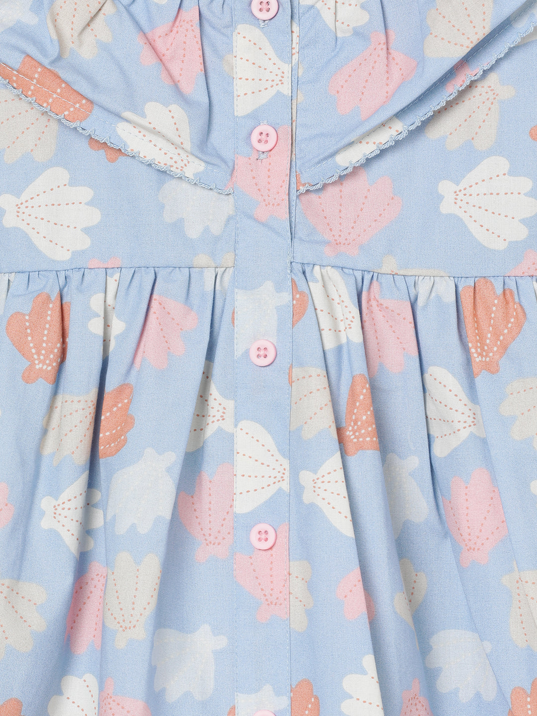 Milou Girls Blue Floral Cotton Dress