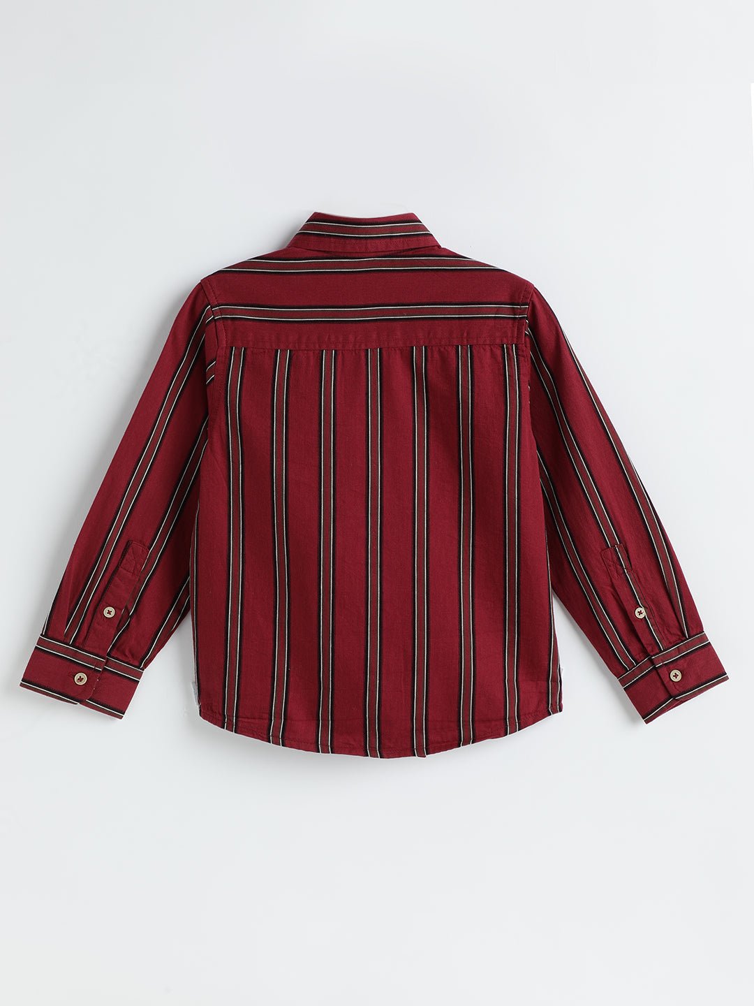 Milou Boys Cotton Full Sleeve Stripedd Bio-Washed Shirt Maroon Striped - Milou - Care. The Swiss Way