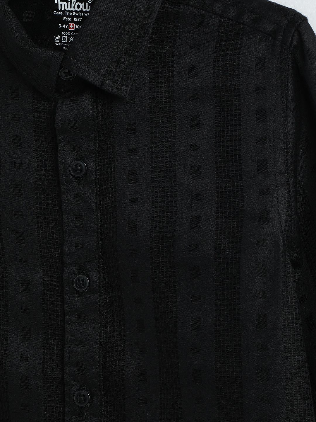 Milou Boys Full Sleeve Bio-Washed Stripedd Shirt Black - Milou - Care. The Swiss Way