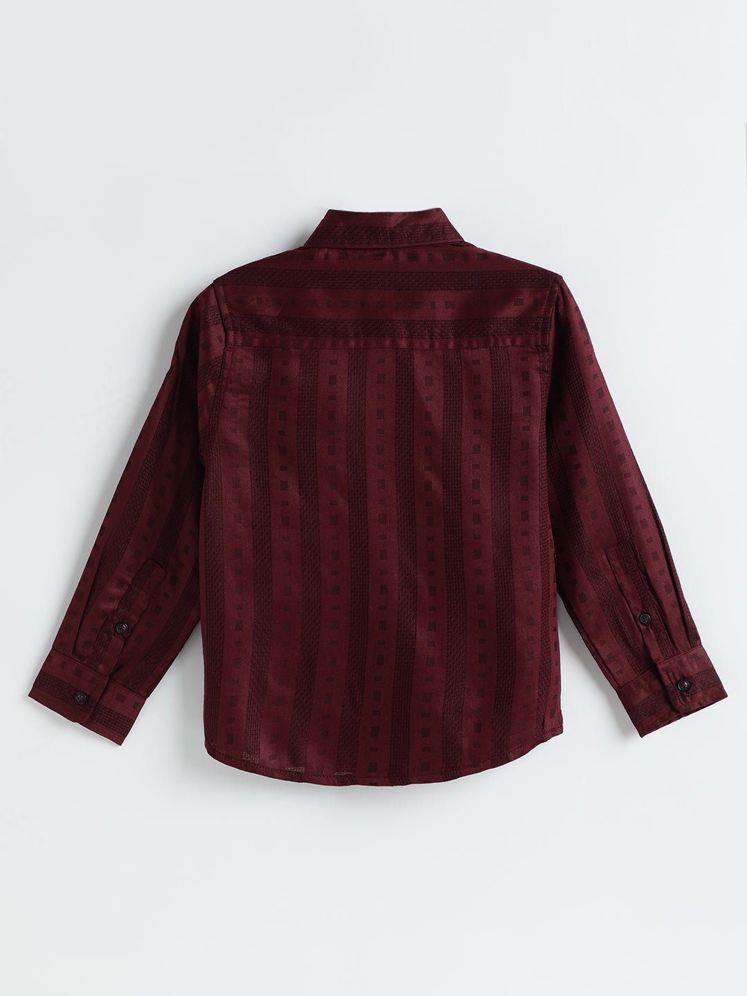 Milou Boys Full Sleeve Stripedd Bio-Washed Shirt Maroon Striped - Milou - Care. The Swiss Way