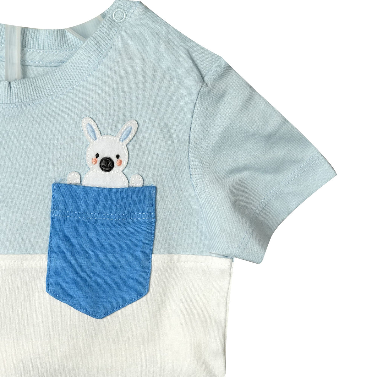 Milou boys co-ord set half sleeve detail, blue and white