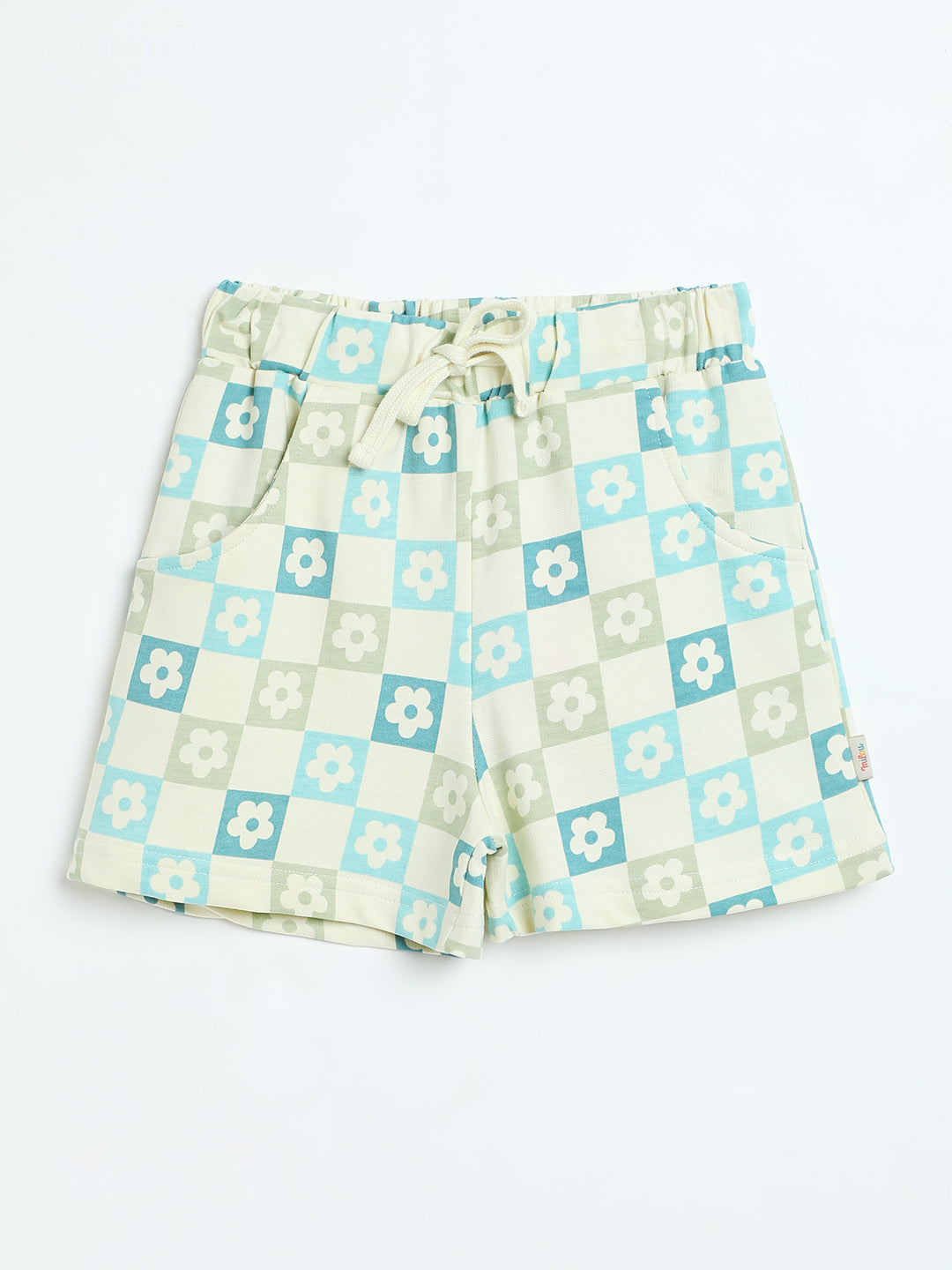 Milou Toddler Girls Cotton Shorts Light Blue Check