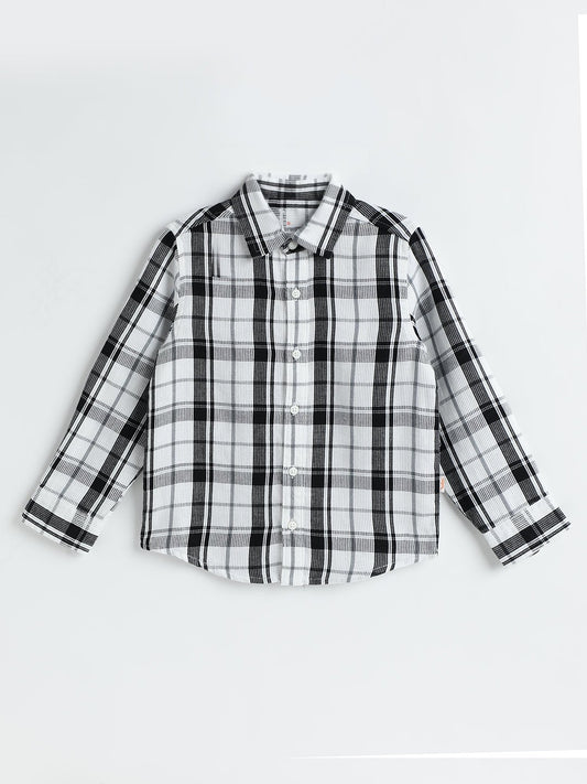 Milou Boys Full Sleeve Checked Bio-Washed Shirt Black Check - Milou - Care. The Swiss WayShirt