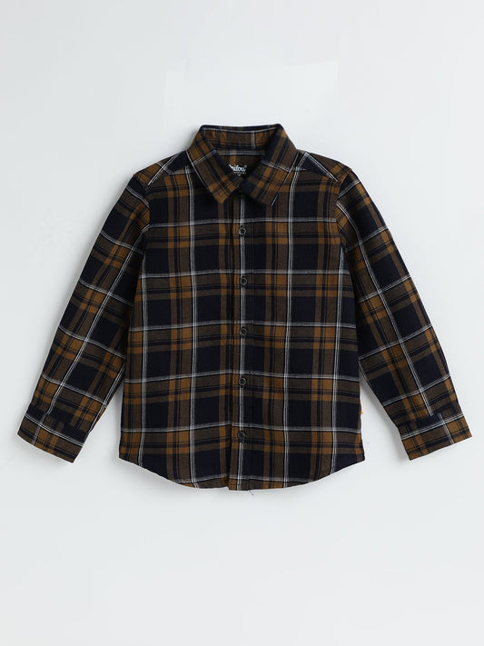 Milou Boys Full Sleeve Checked Bio-Washed Shirt Brown Check - Milou - Care. The Swiss WayShirt