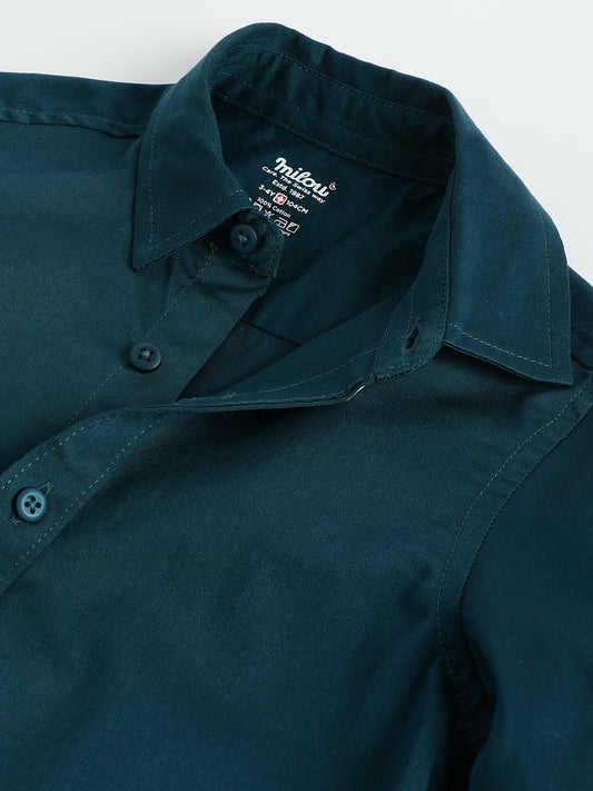 Milou Boys Full Sleeve Solid Bio-Washed Shirt Teal Blue - Milou - Care. The Swiss WayShirt