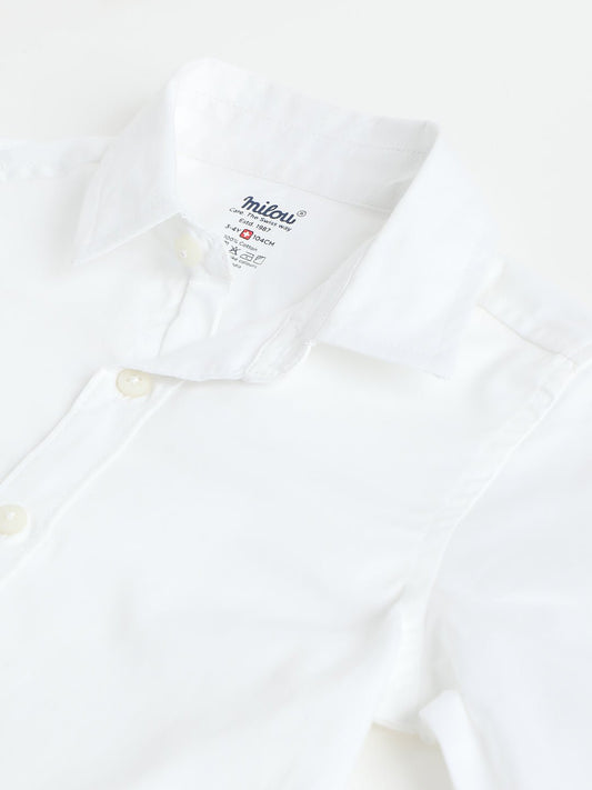 Milou Boys Full Sleeve Solid Bio-Washed Shirt White - Milou - Care. The Swiss WayShirt