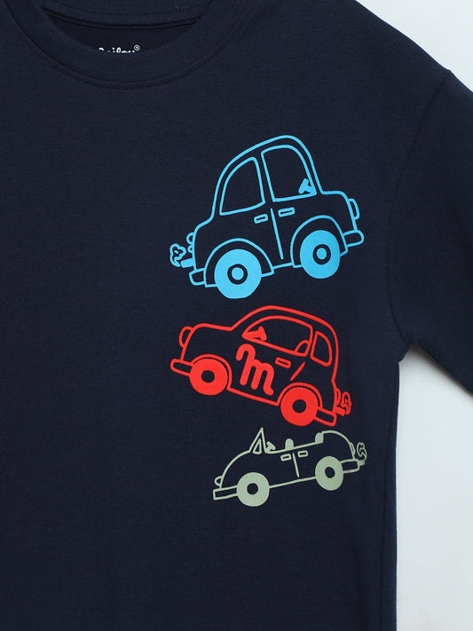Milou Boys Graphic T-Shirt Navy Blue Vehicle Print - Milou - Care. The Swiss WayT-Shirt