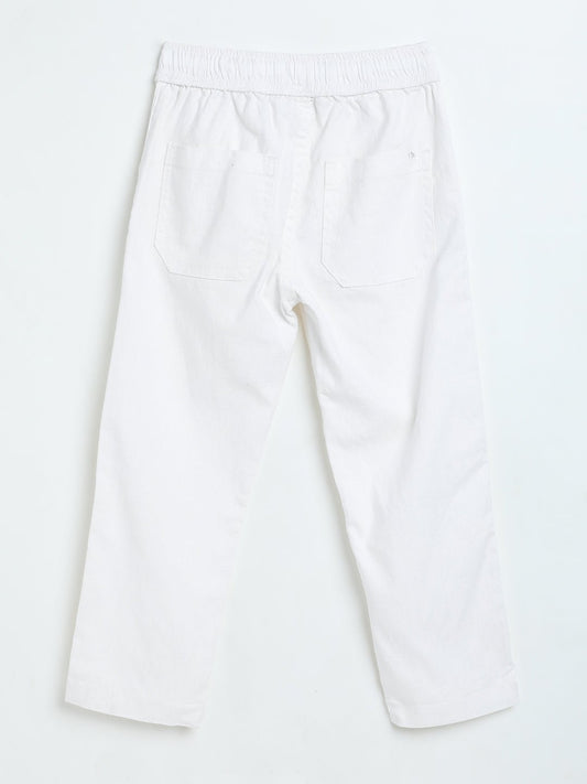 Milou Boys White Woven Drawstring Trousers - Milou - Care. The Swiss WayJeans & Trousers