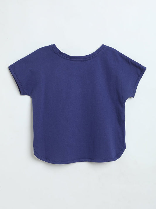 Milou Girls Moon Graphic T-Shirt Indigo Blue - Milou - Care. The Swiss WayTops & T-shirts