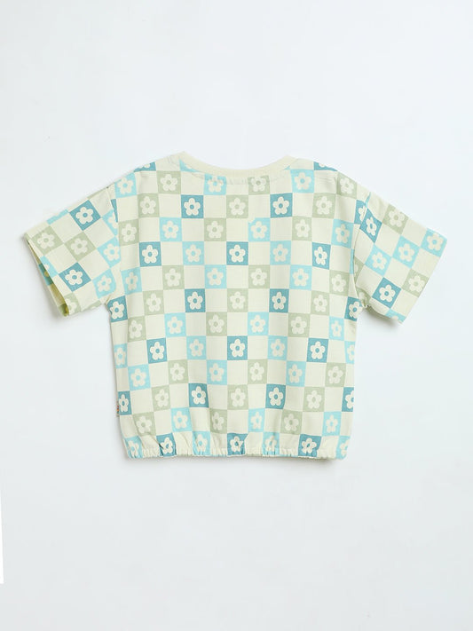 Milou Girls Printed T-Shirt Mint Check Print - Milou - Care. The Swiss WayTops & T-shirts