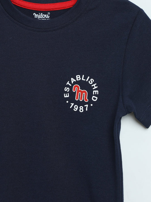 Milou Kids Boys Cotton Graphic T-Shirt Navy Blue - Milou - Care. The Swiss WayT-Shirt