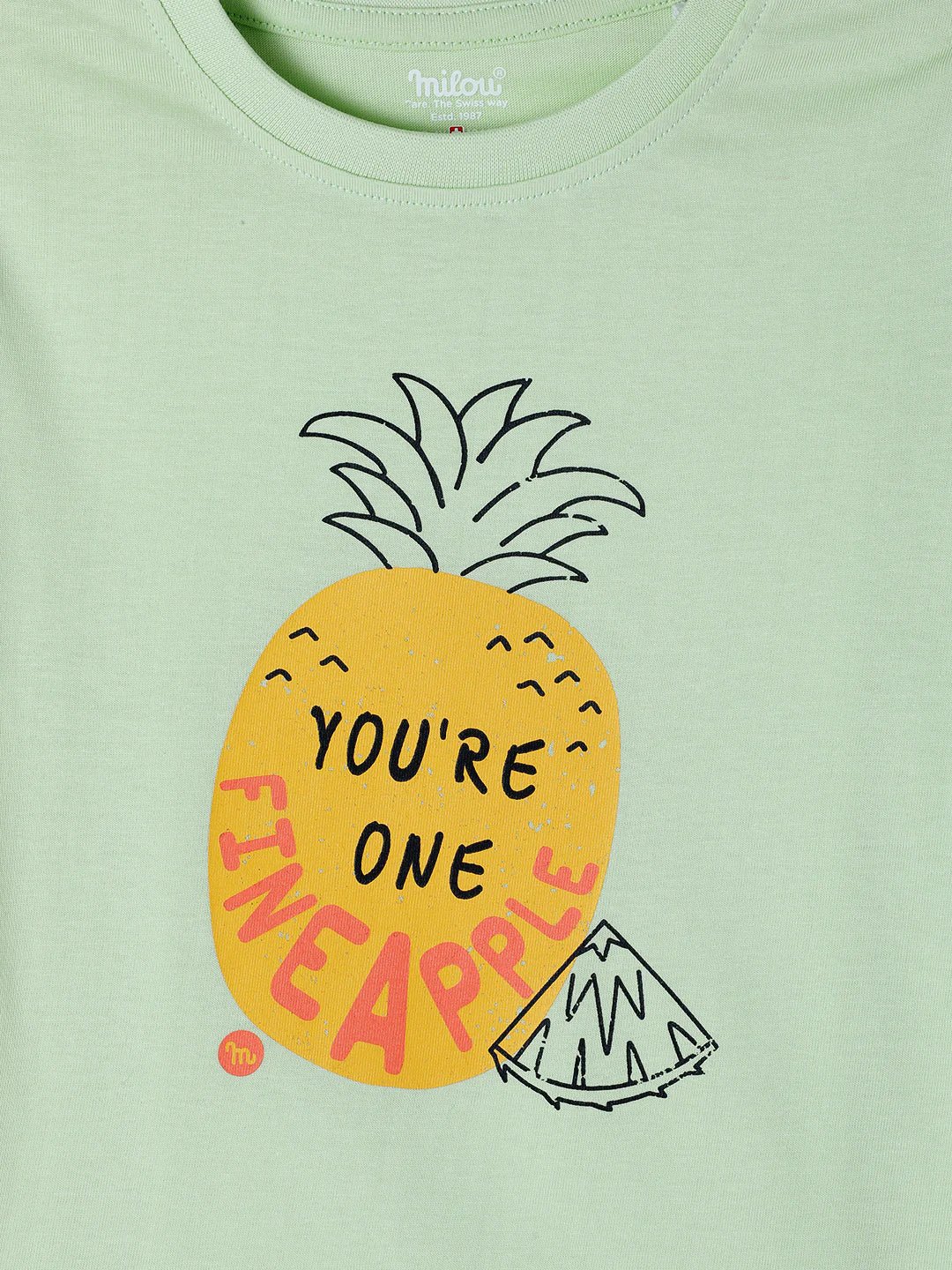 Milou Kids Boys Green Cotton T-Shirt Pineapple Graphic Print - Milou - Care. The Swiss WayT-Shirt