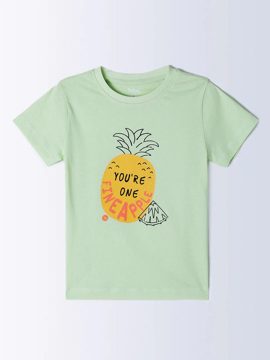 Milou Kids Boys Green Cotton T-Shirt Pineapple Graphic Print - Milou - Care. The Swiss WayT-Shirt