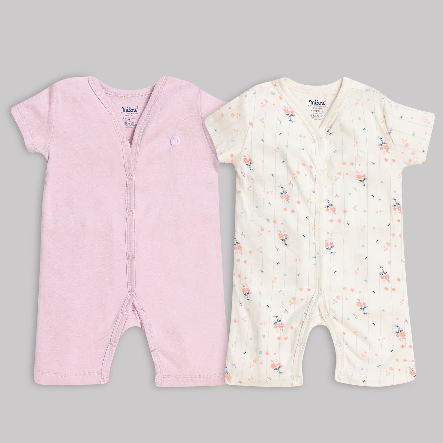 Milou Baby Cotton Short Sleeve Romper Pack of 2