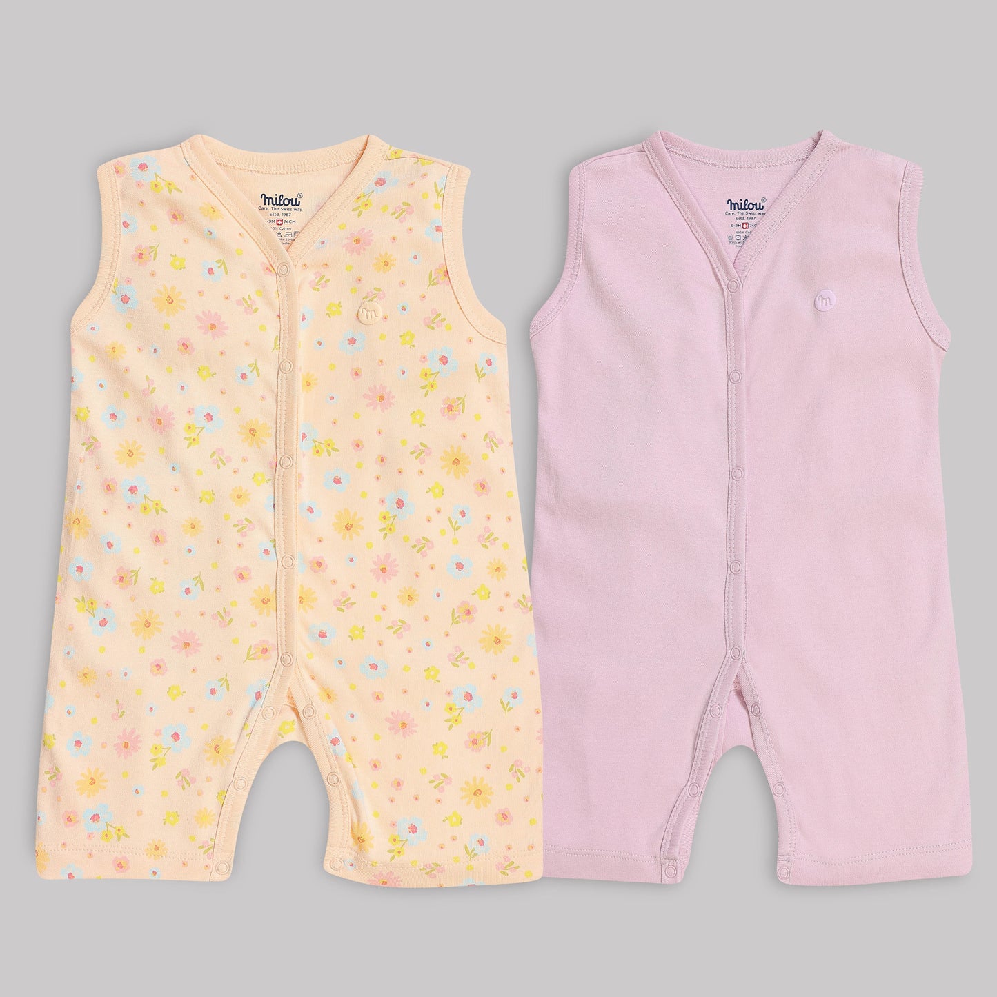 Milou Baby Cotton Sleeveless Romper Pack of 2