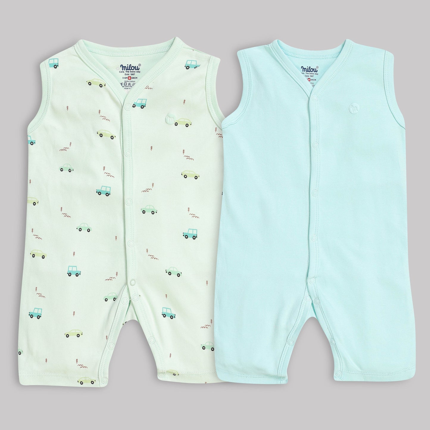 Milou Baby Cotton Sleeveless Romper Pack of 2