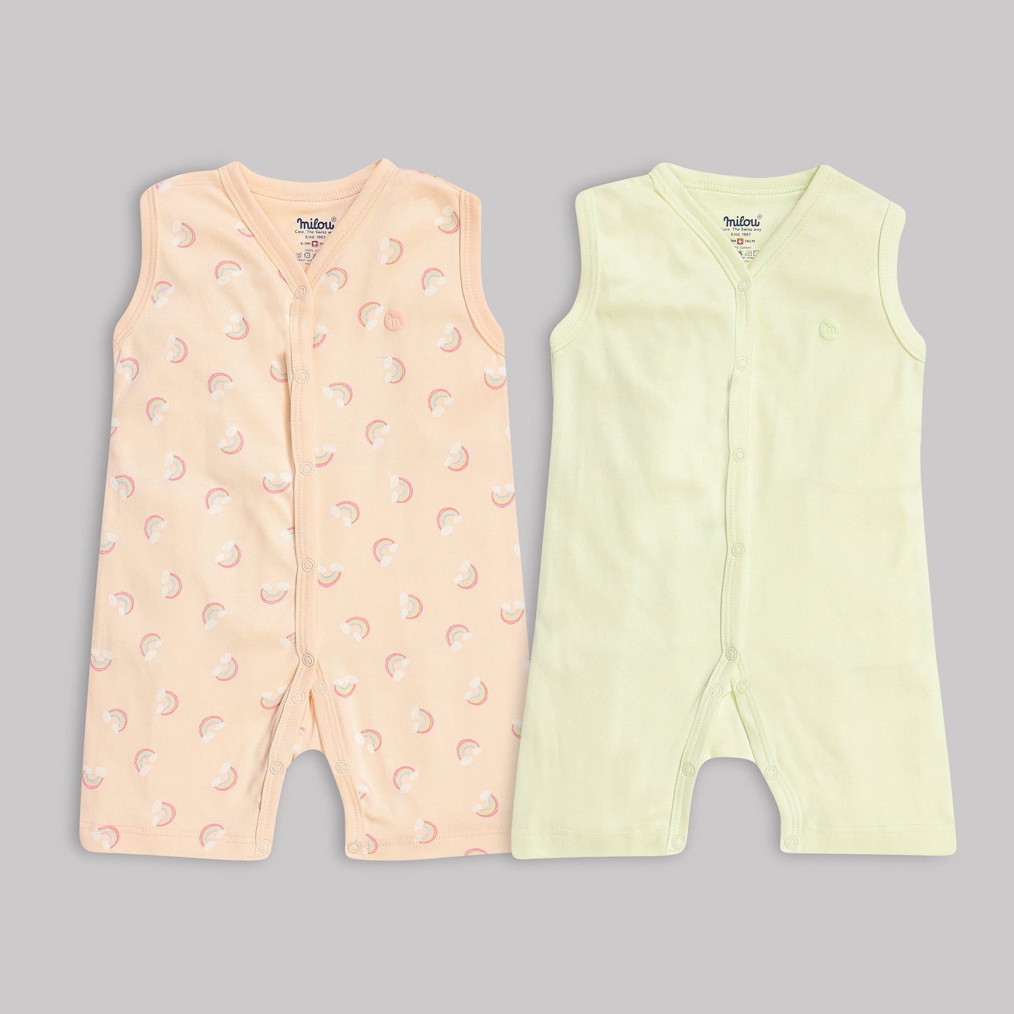 Milou Baby Cotton Sleeveless Romper Pack of 2