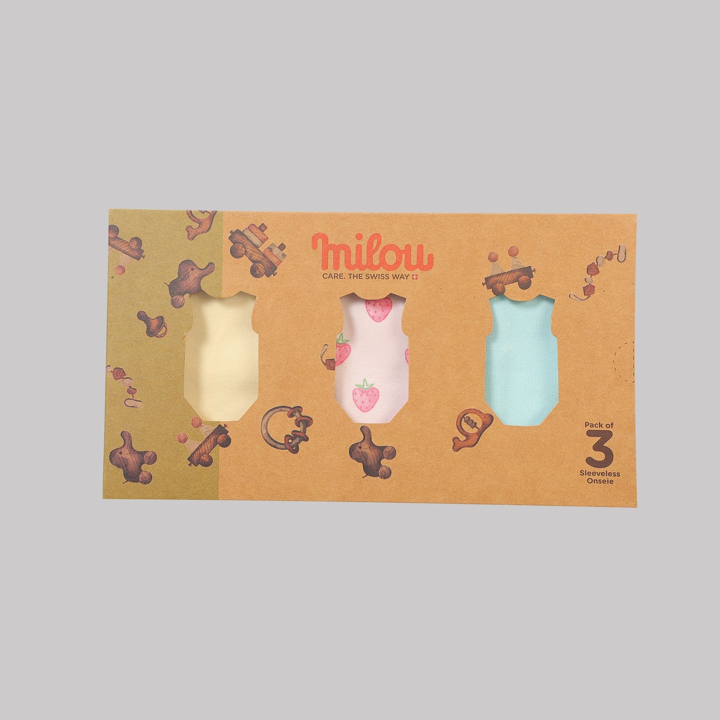 Milou Baby Cotton Sleeveless Onseie Pack of 3