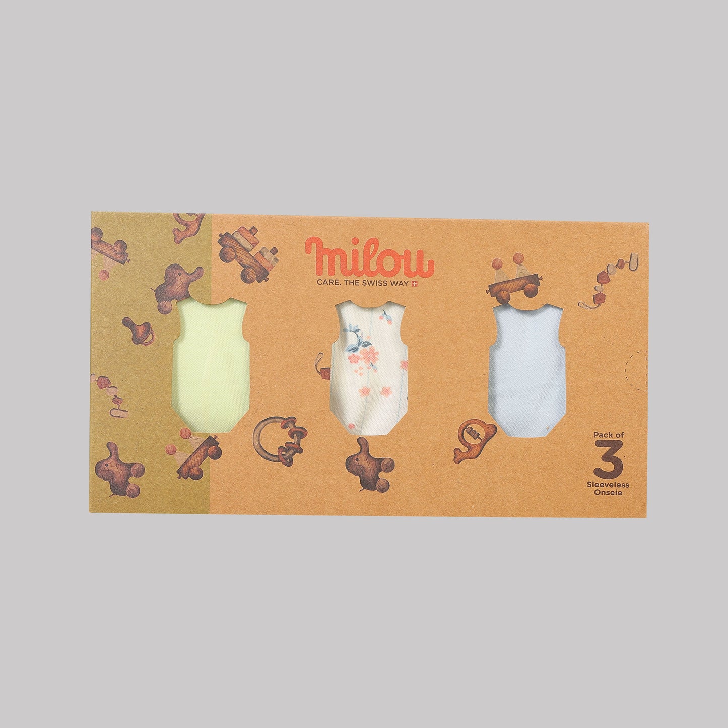 Milou Baby Cotton Sleeveless Onseie Pack of 3