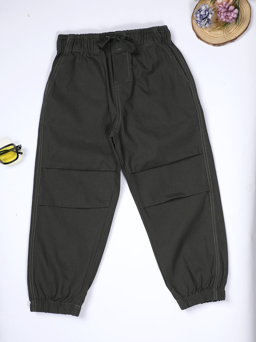 Milou Kids Cotton Solid woven Pants for Boys TBNCTRS058-OL