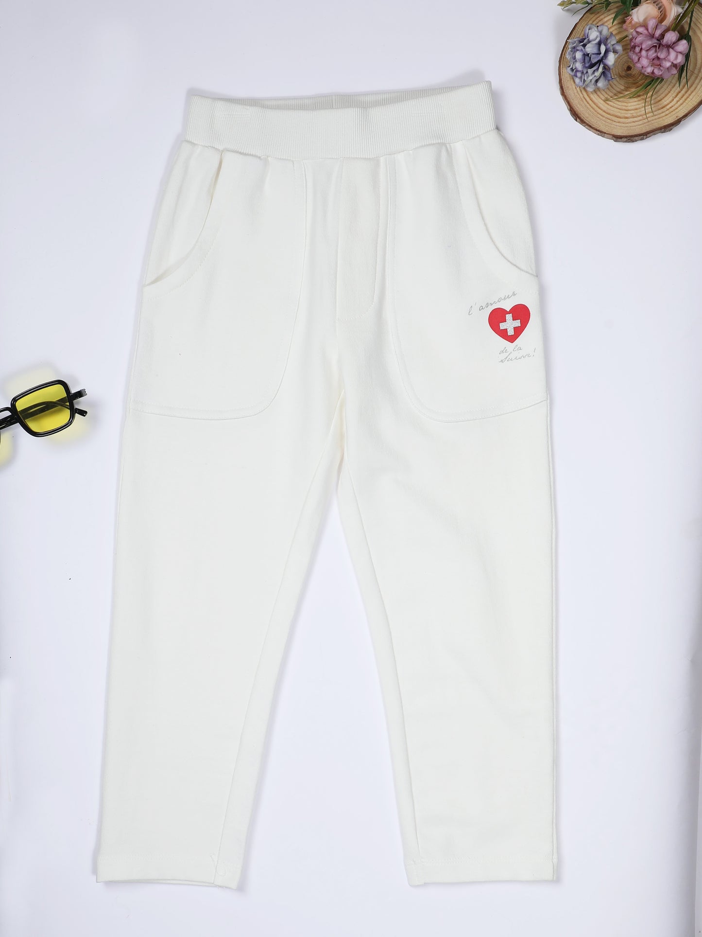 Milou Boys Cotton Bio-Washed Pants White