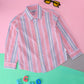 Milou Boys Full Sleeve Stripedd Bio-Washed Shirt Pink Striped