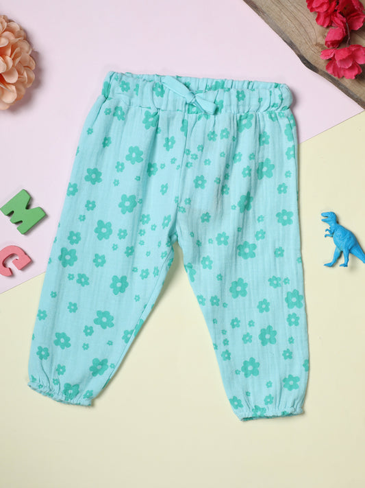 Milou Kids Cotton Solid Full Length Bio Washed Pants for Girls -TGVGSHO057-ENGBL
