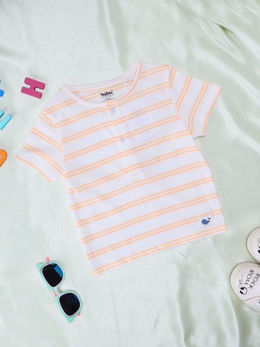 Milou Cotton Half Sleeves Bio Washed Striped T-Shirt -MGBBB004-WAAC