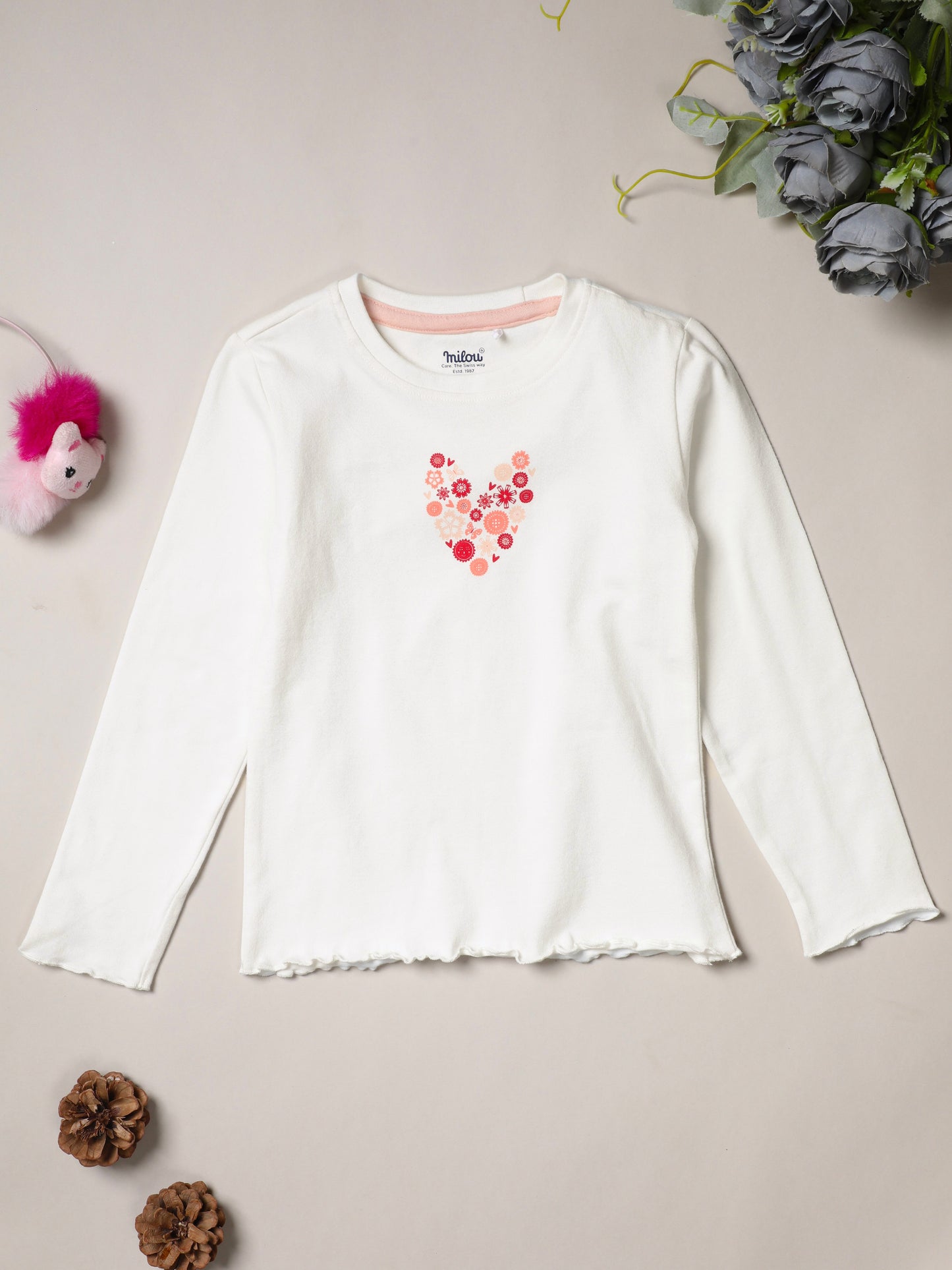 Milou Cotton Full Sleeves Bio Washed Printed T-Shirt -NPSTG002-WSPWH