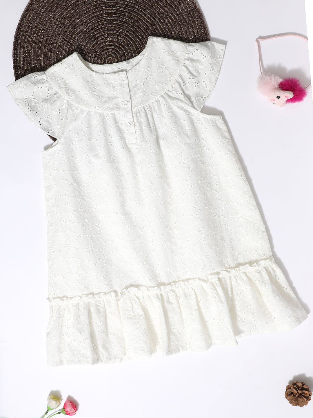 Milou Cotton Printed Dress -TGDRS005-WH