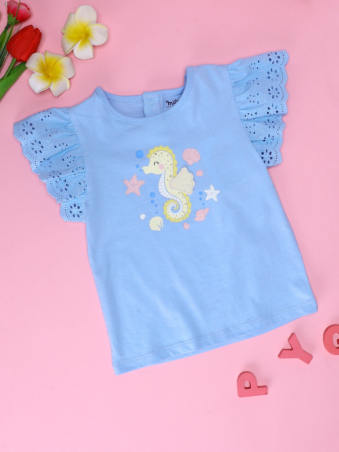 Milou Kids Cotton Bio Washed Printed Top for Girls -MGBBG007-CLBL