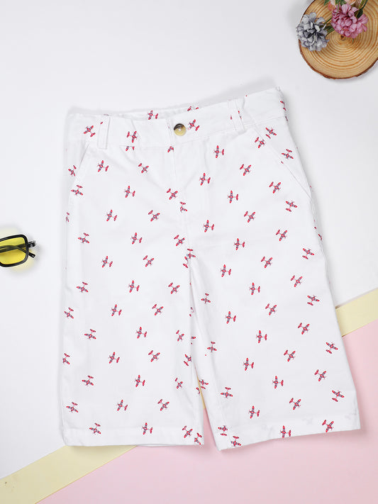 Milou Boys Woven Shorts White Print