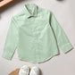 Milou Boys Full Sleeve Solid Bio-Washed Shirt Mint Green