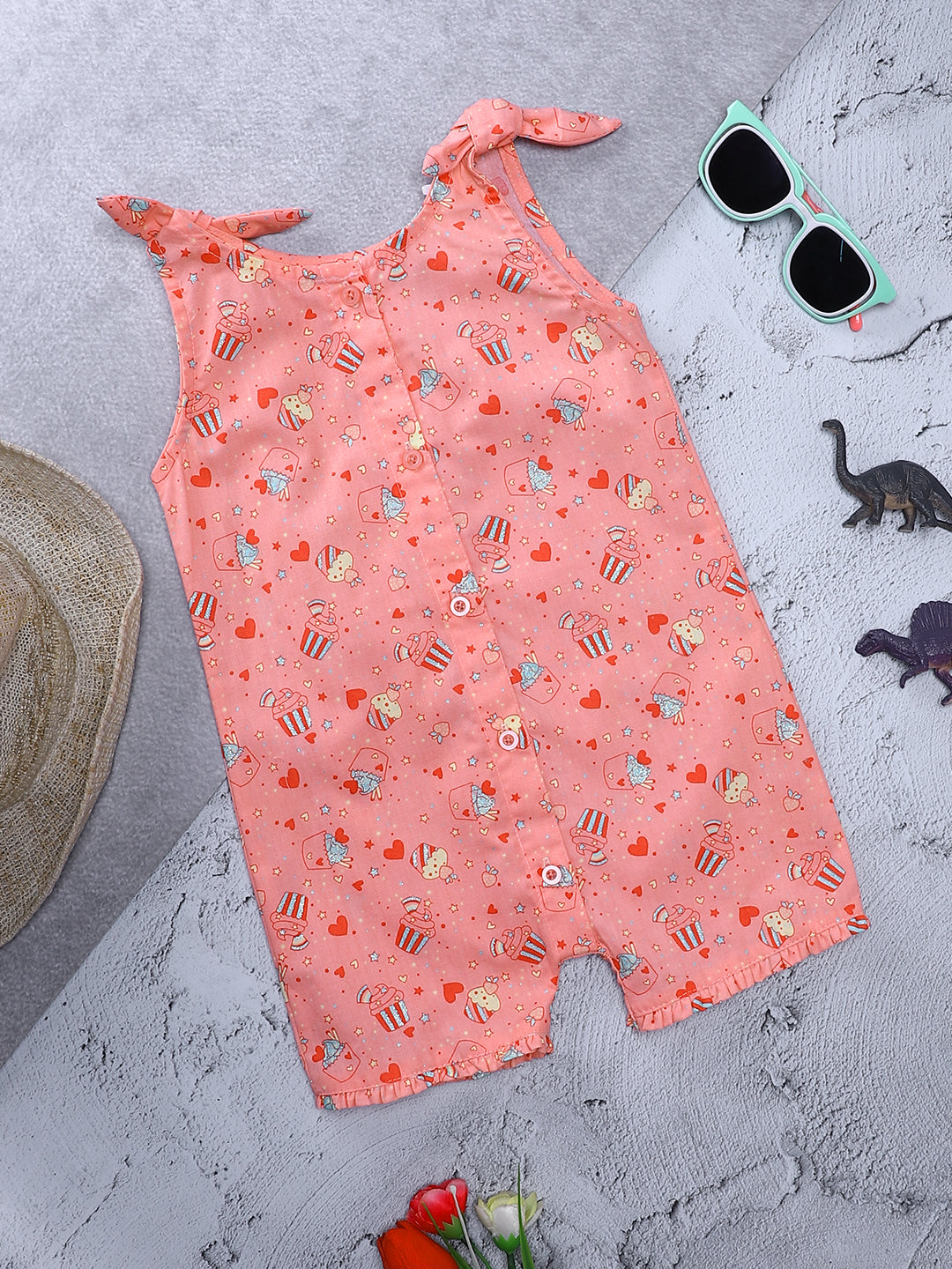 Milou Kids Cotton Bio Washed Printed Romper for Girls - BGRMP041-AOPCL