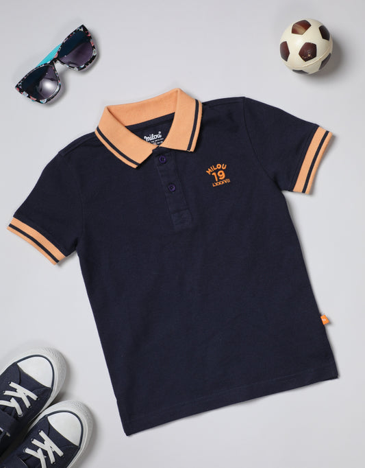 Milou Kids Cotton Bio Washed Half Sleeve Polo Neck T-Shirt for Boys -BBASICPOLO008-NYBL
