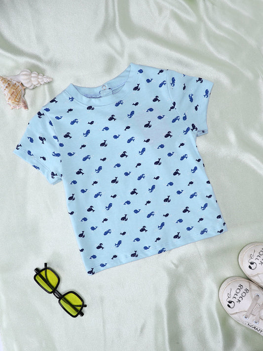 Milou Cotton Half Sleeves Bio Washed Printed T-Shirt -MGBBB002-SKYAOP